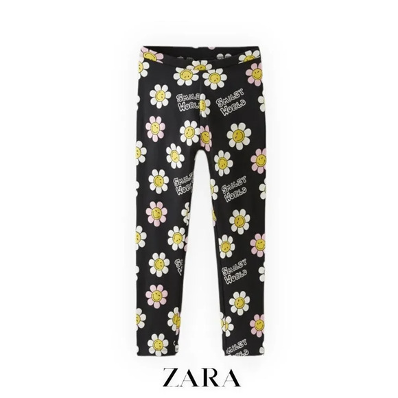 ZARA Kids | Black | SMILEYWORLD ® HAPPY COLLECTION LEGGINGS - Picture 1 of 4